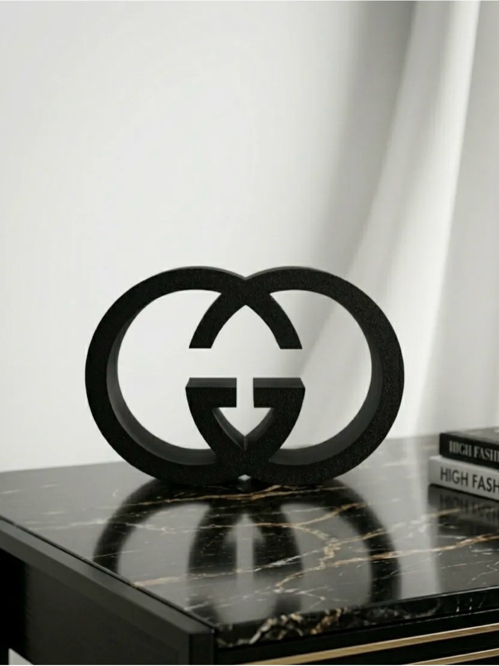 Black Interlocking Double-G Decorative Accent - Designer Style